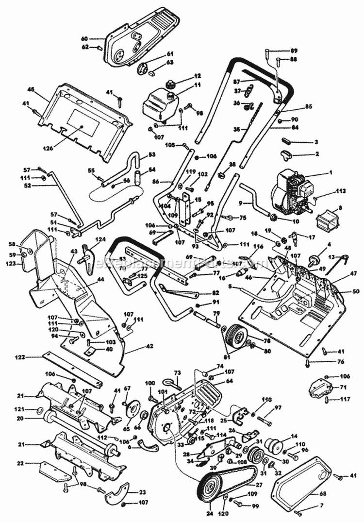 Snowblower Diagram and Parts List for 55380 J00000001-J99999999 - 1990 Lawn Boy Snow Blower